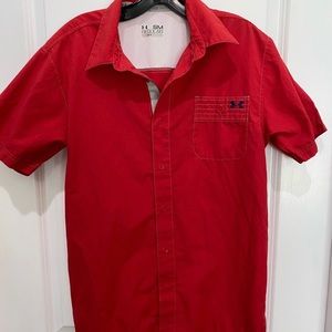 Under Armour, red short sleeve, button-down size small regular, fits like a slim